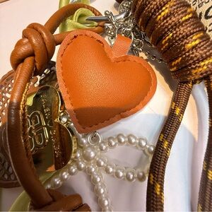 Heart-Shaped faux Leather charm / key chain or bag charm